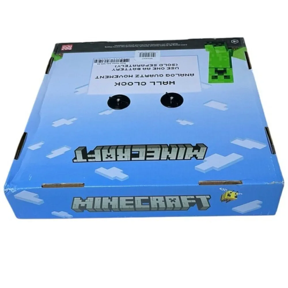 Minecraft Wall Clock Analog Quartz Battery Operate Gamer Gift 11 In Square Gray